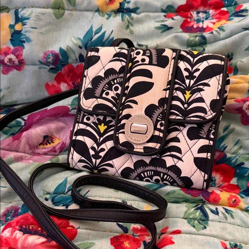 Vera Bradley Petite Fanfare black and white mini Crossbody Bag
